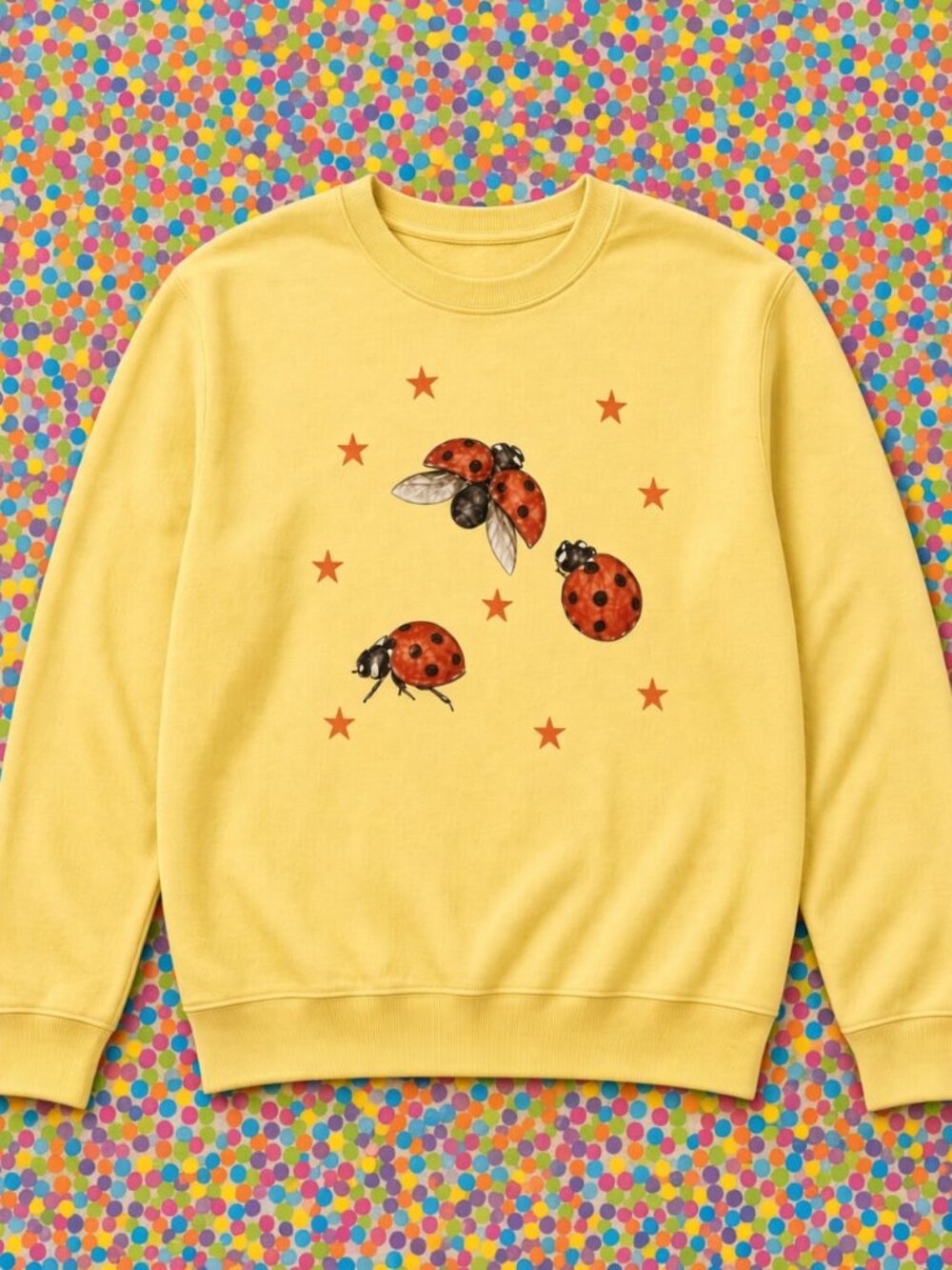 Light Yellow Women's Ladybug Graphic Sweatshirt Gildan